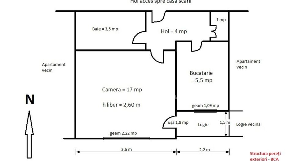 Garsonieră decomandată | Finisaje moderne | Bosch Engineering Center - Schiță 8