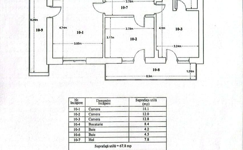 Apartament 3 camere decomandat-2 Bai-Titan-Pallady-Mobilat - Schiță 18