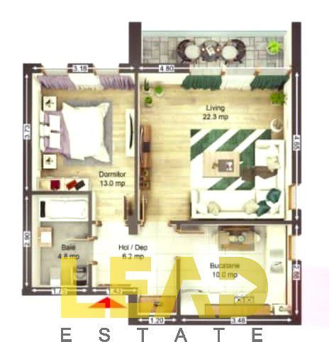 De vanzare apartament 2 camere, decomandat, modern, 56 mp utili! - Poză 3