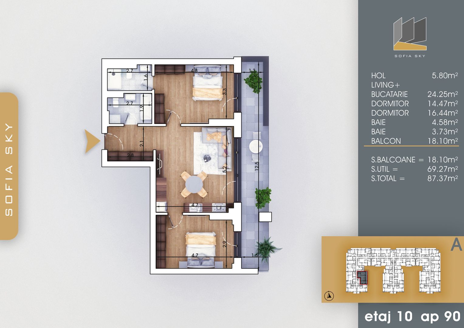 3 camere finalizare rapida 700 metri M Nicolae Teclu Titan Pallady - Schiță 5