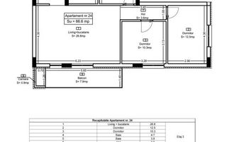 Apartament modern cu 2 camere, Florești – bloc nou , finisat - Schiță 9