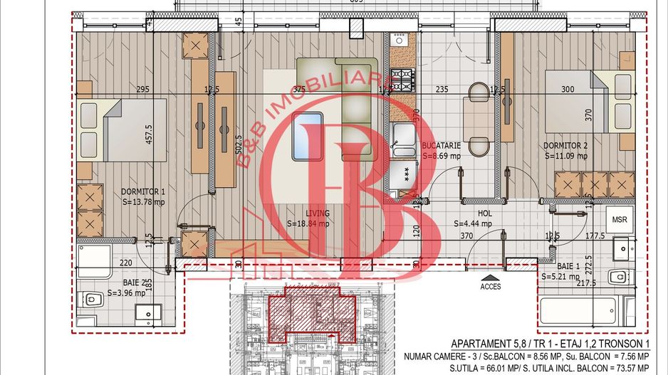 Apartament 3 camere Pallady | Pret Credit Ipotecar Avans 15% - Schiță 9