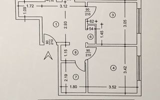 Apartament 3 camere 1 Decembrie 1918 68 mp centrală proprie - Schiță 9