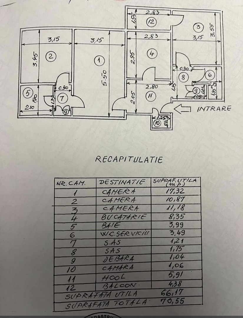 Apartament cu 3 camere 70,55 mp, bloc an 1980- Gorjului - Poză 12