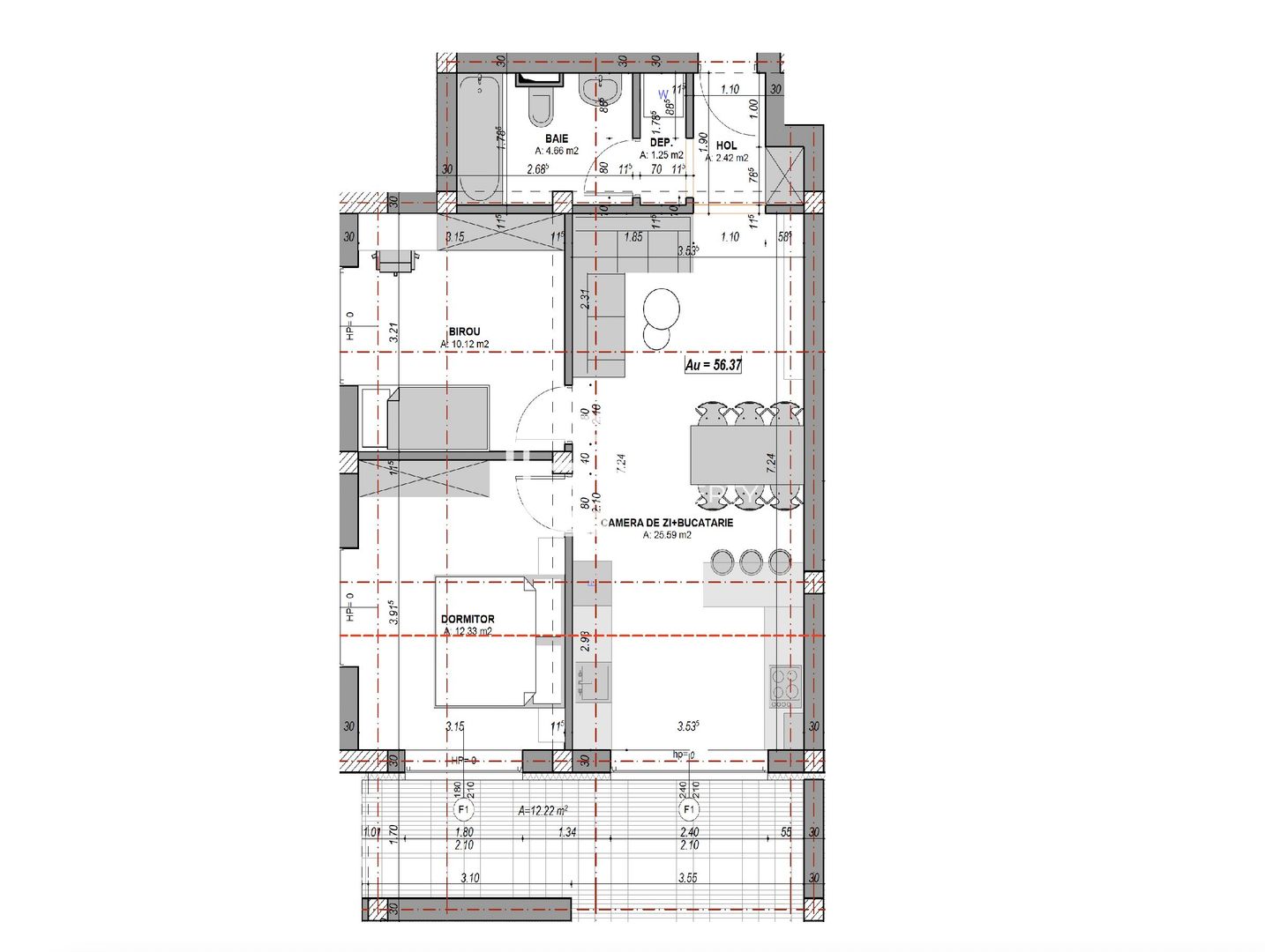 Apartament 3 camere 56 mp, zona Industrial Vest – Sibiu - Schiță 12