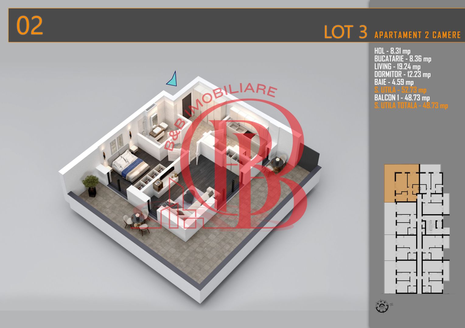 Apartament 2 camere cu terasa Titan-Pallady-Metrou Teclu - Schiță 1