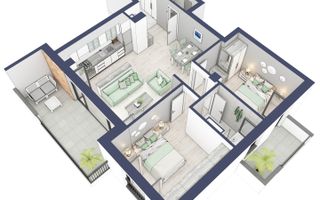 Apartament 3 camere | Balcoane 16.2 mp | Etaj 1 | Turnisor - Poză 4