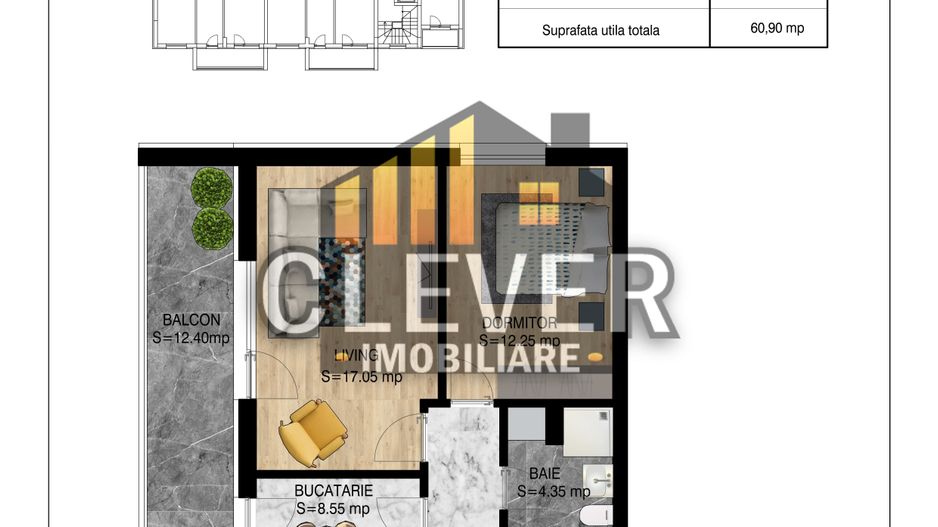 Theodor Pallady-Metrou Nicolae Teclu-2 camere-Balcon Generos - Schiță 6