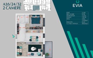 Apartament Premium 2 camere 12 min Metrou Teclu-Th. Pallady - Schiță 3