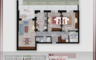 3 camere cu gradina -oferta lansare proiect Pallady - Schiță 1