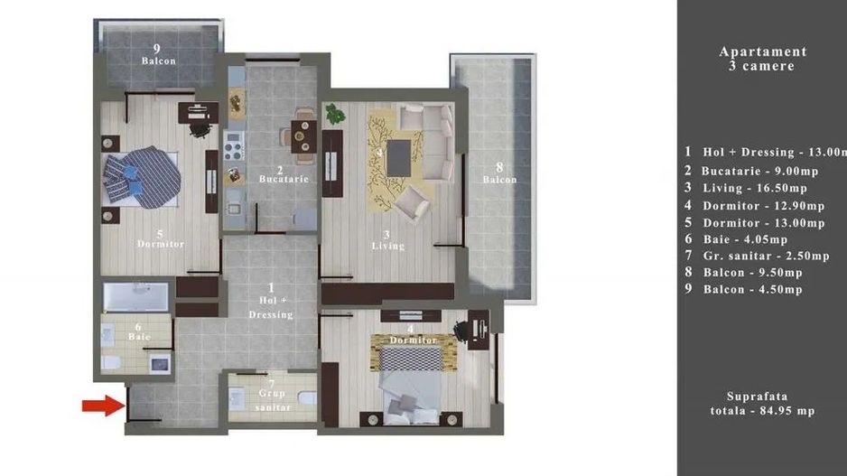 3 camere modern 99D Residence | Șos. Alexandriei | 2 Bai |  Bloc 2022 - Poză 7