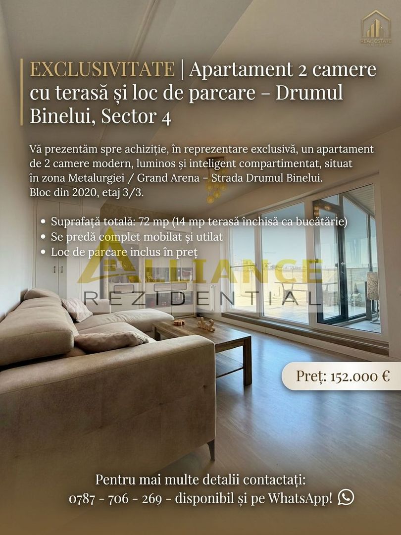 EXCLUSIVITATE | Apartament 2 camere + terasă + parcare – Sector 4 - Poză 1