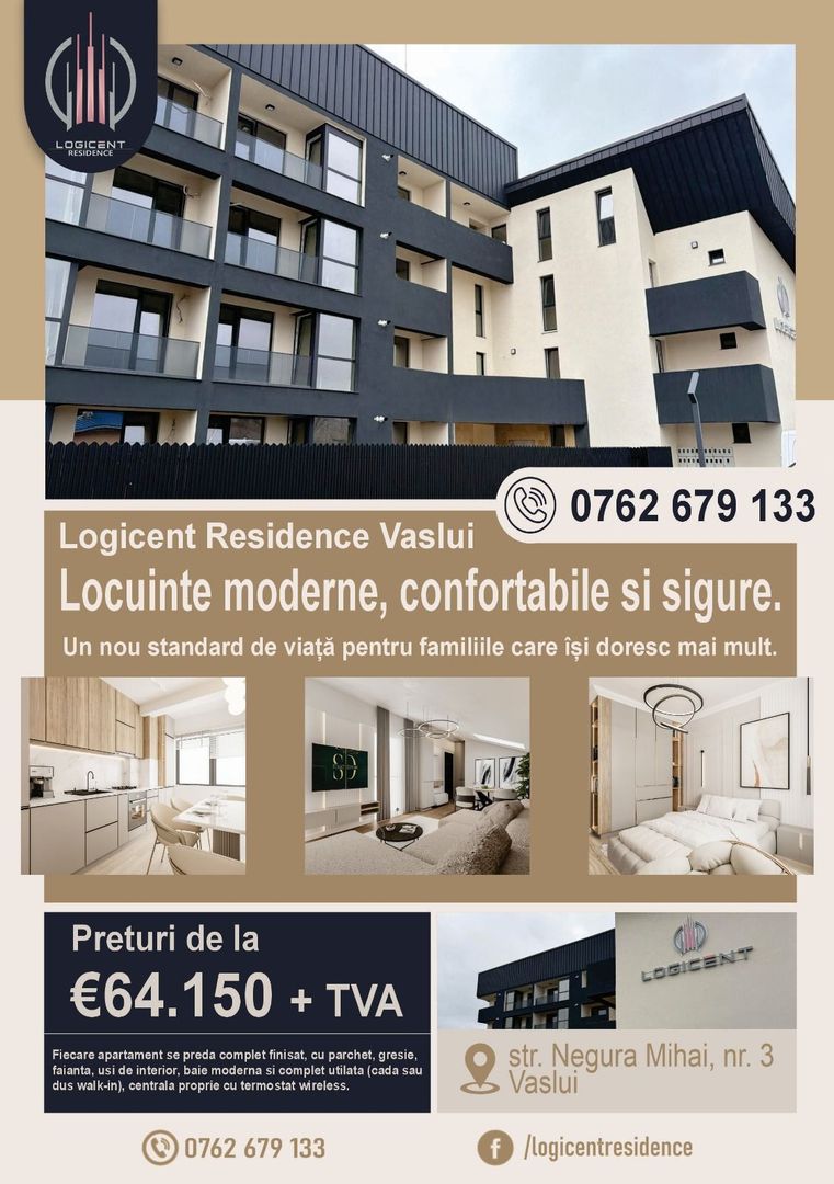 APARTAMENT NOU - 2 camere, parter, cu GRĂDINĂ, Complex LOGICENT; - Poză 1