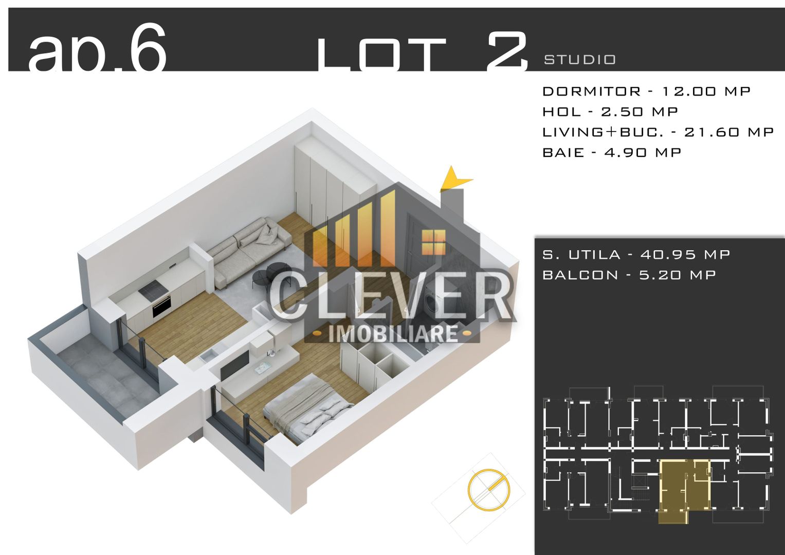 Studio 46mp  - Design Modern - Zona Pallady - Comision 0% - Schiță 13