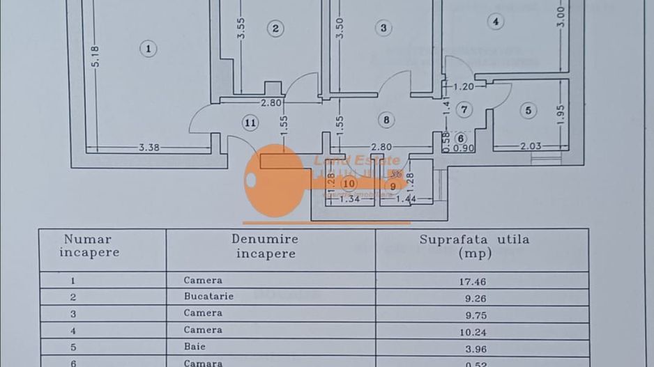 Apartament 3 camere de vânzare – 69 mp, renovat, Gorjului - Schiță 15