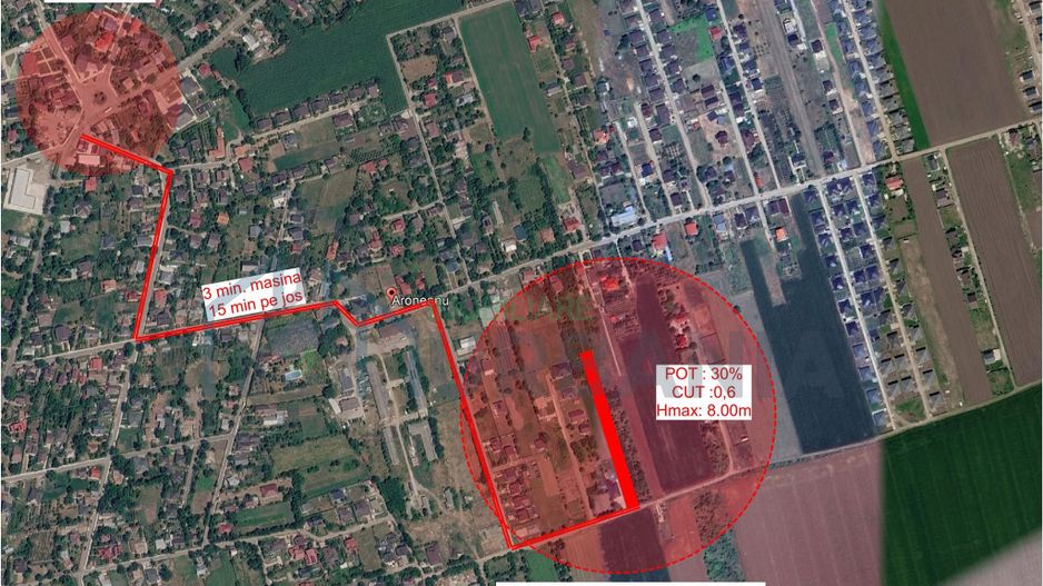 Teren intravilan de 3.000 mp în Aroneanu, cu PUZ realizat și indicatori urbanistici definiți - Poză 3