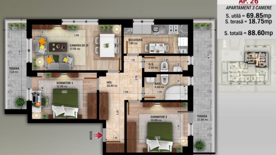 AP. 3 CAM BLOC PREMIUM FINALIZAT,MUTARE IMEDIATA/ N. GRIGORESCU! - Poză 4