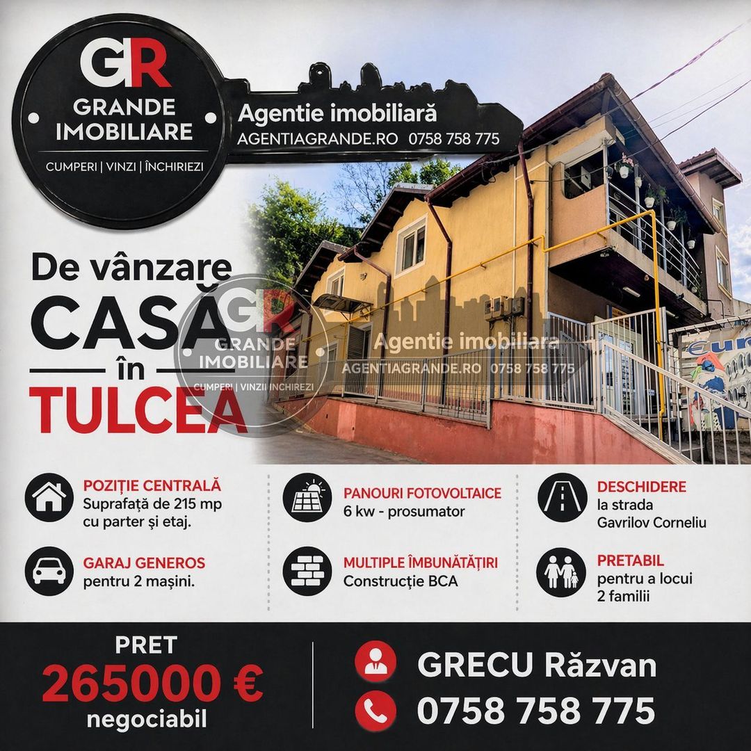 Casa de vanzare P+1 suprafata 215 mp - central - in Tulcea - Poză 1