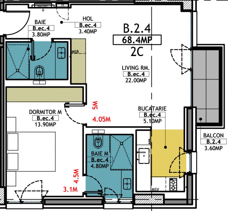 Stațiunea Mamaia - Vânzare apartament cu 2 camere, 2 bai si terasa. - Poză 24