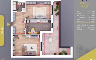 Apartament 2 camere SUPERB cu TERASA,Finalizat,Pallady-Metrou - Poză 3