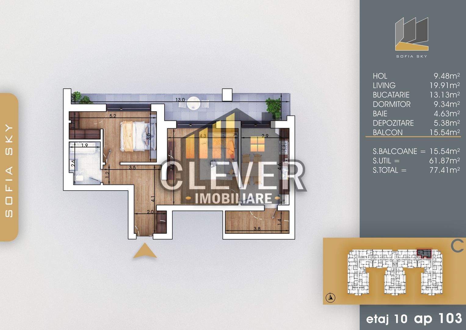 Theodor Pallady Apartament 2 camere Incalzire in Pardoseala - Schiță 6