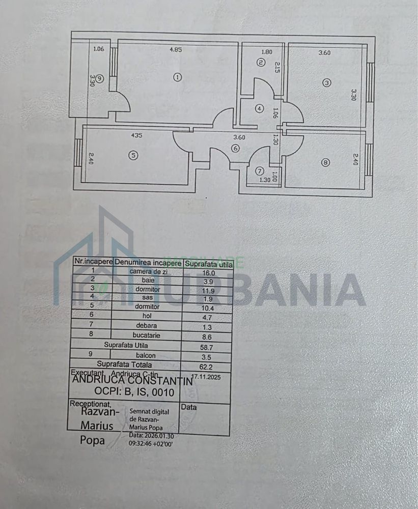Apartament 3 camere, 62 mp, Tătărași-Ciurchi, Iași - Poză 1