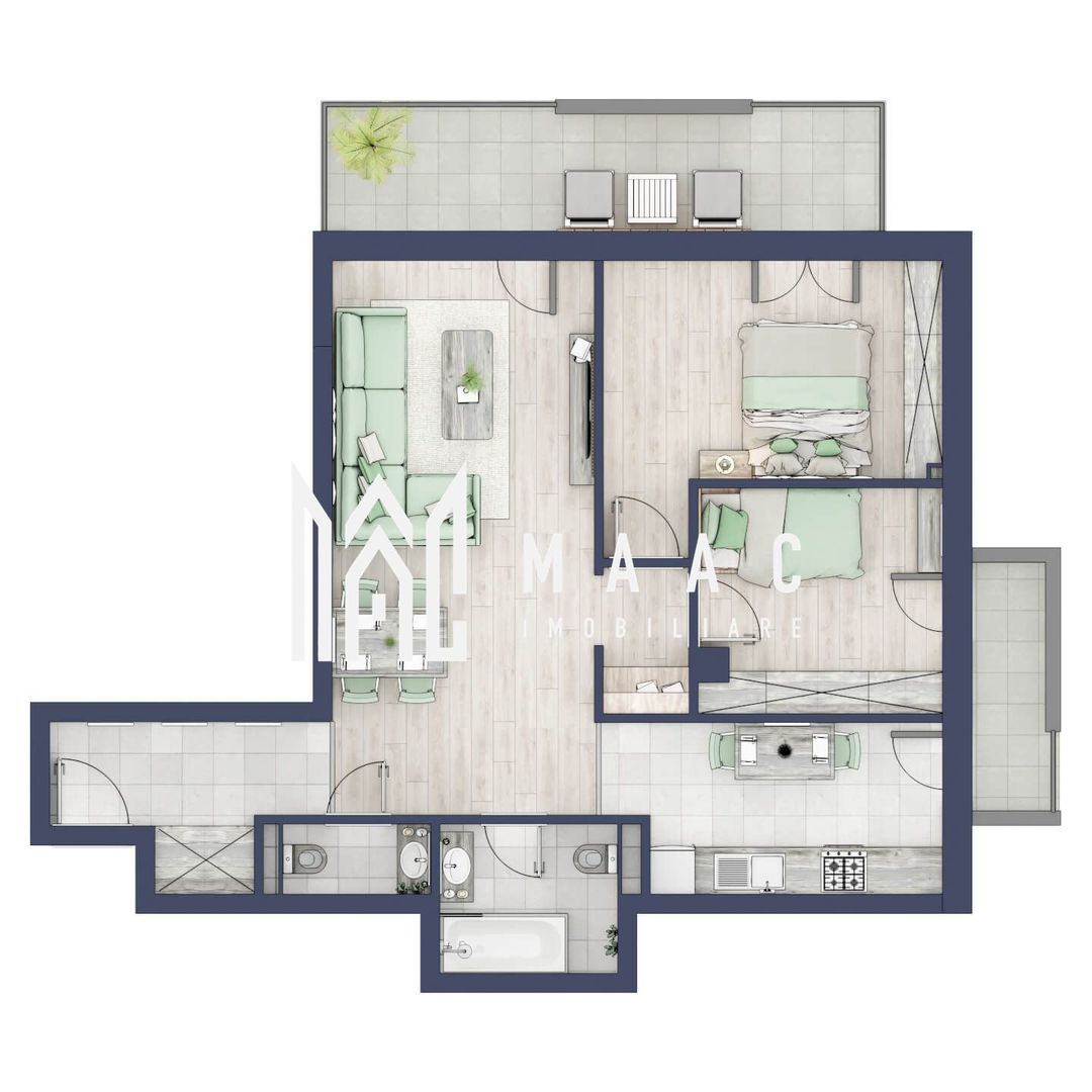 Apartament 3 camere | Balcoane 15.1 mp | Etaj 1 | Turnisor - Poză 1