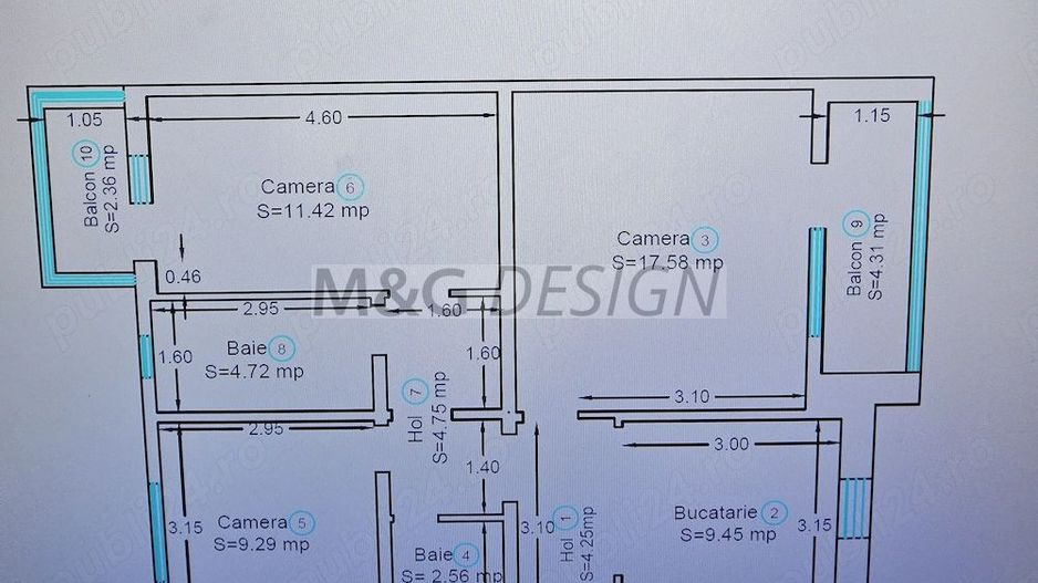 Ap.3 camere Aradului etaj 3 vedere pe 2 parti - 2 bai - Poză 7