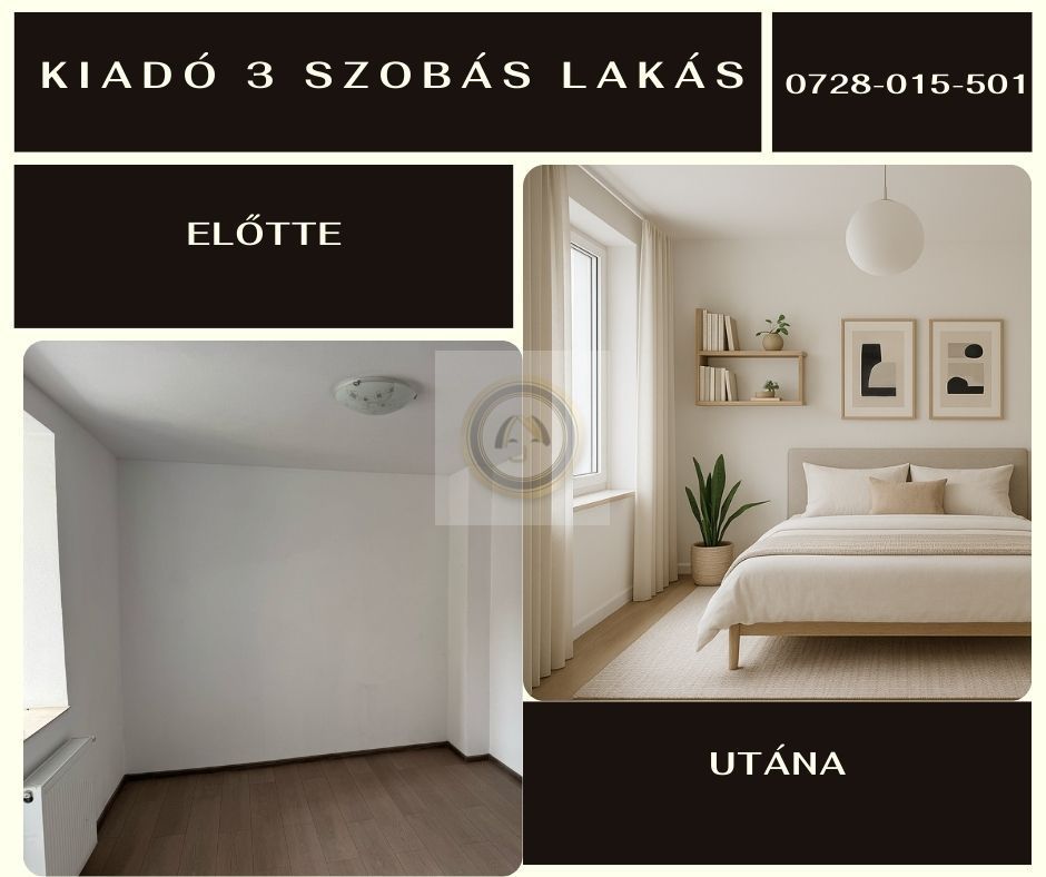 Apartament 3 camere de inchiriat | nemobilat, neutilat | langaDoboz - Poză 4