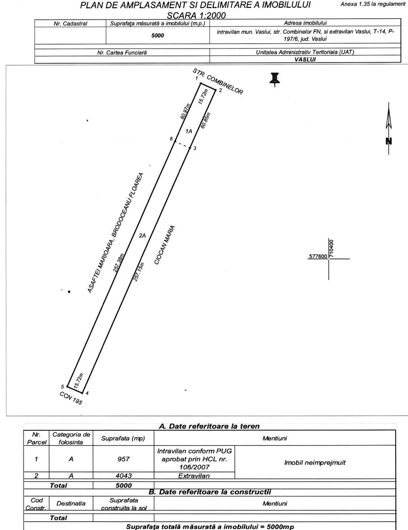 Teren intravilan 1000 mp, zona MOARA GRECILOR; - Poză 2