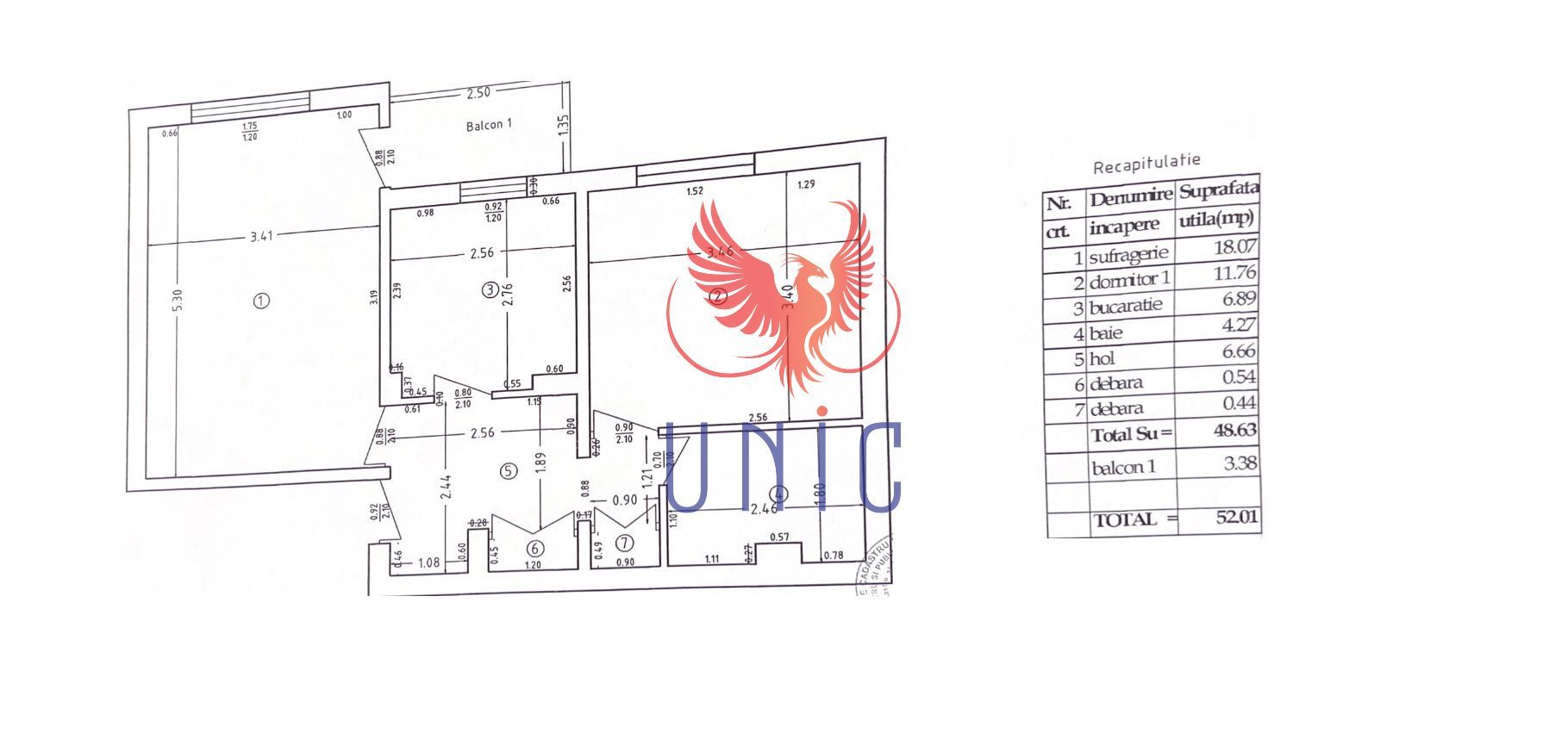 Apartament 2 camere 1 Mai I-uri langa Pelendava - Schiță 2