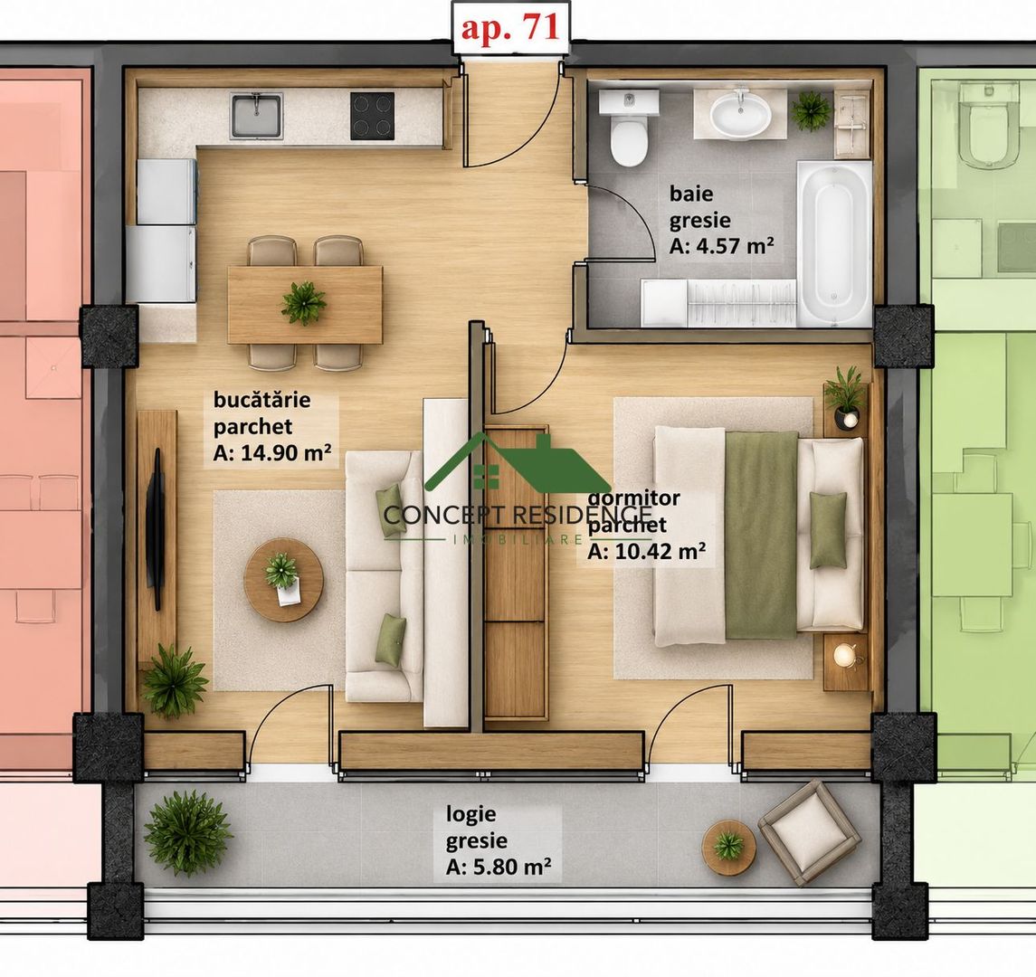 Apartament 1 cameră | 41 mp | Revolution Plaza Tower III - Poză 1