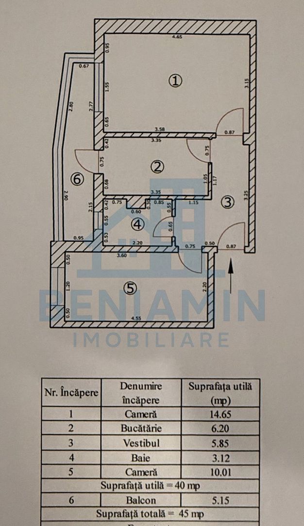2 decomandate - Parter - Centrala - Renovat - Mobilat -Utilat - Astra - Schiță 8