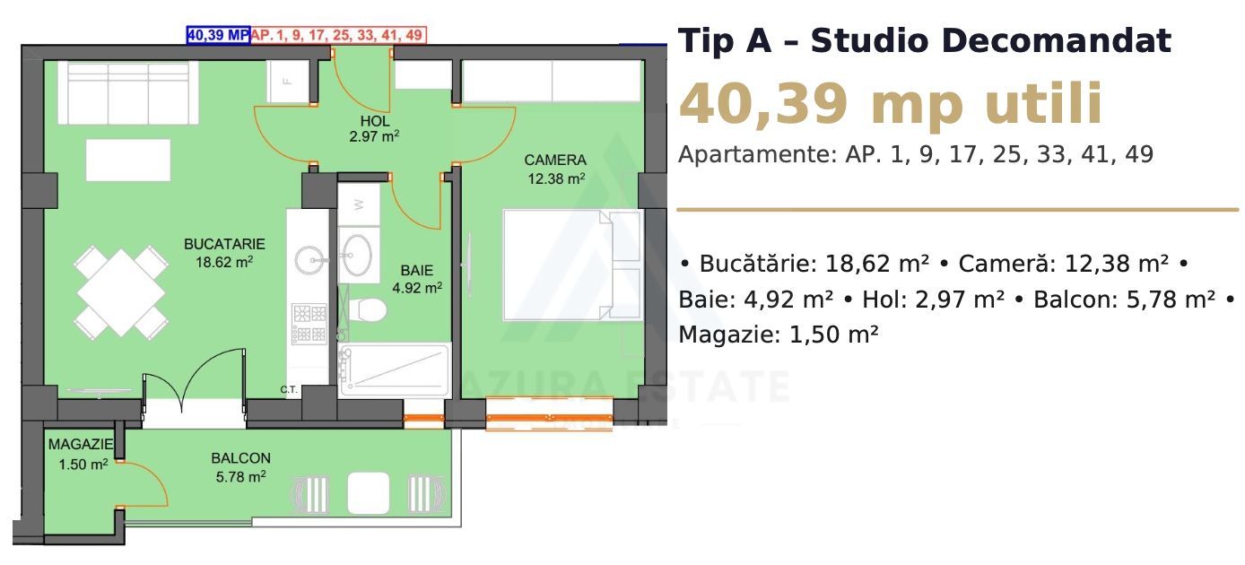 Apartament 40.39 mp utili balcon 7.3 mp lift si parcare pe Dna Stanca - Poză 9