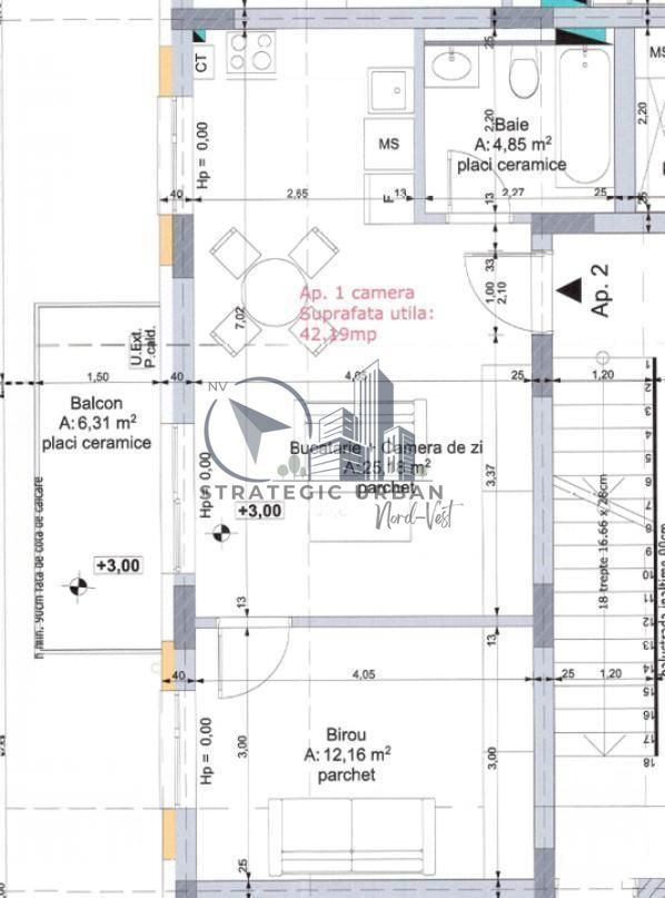 Apartament 2 camere, semifinisat, zona Cetatii - Schiță 11