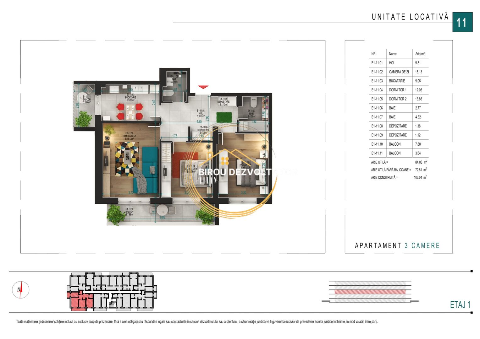 Modern decomandat 2 bai TVA 9% Pallady ikea Titan metrou STB Parc - Schiță 4