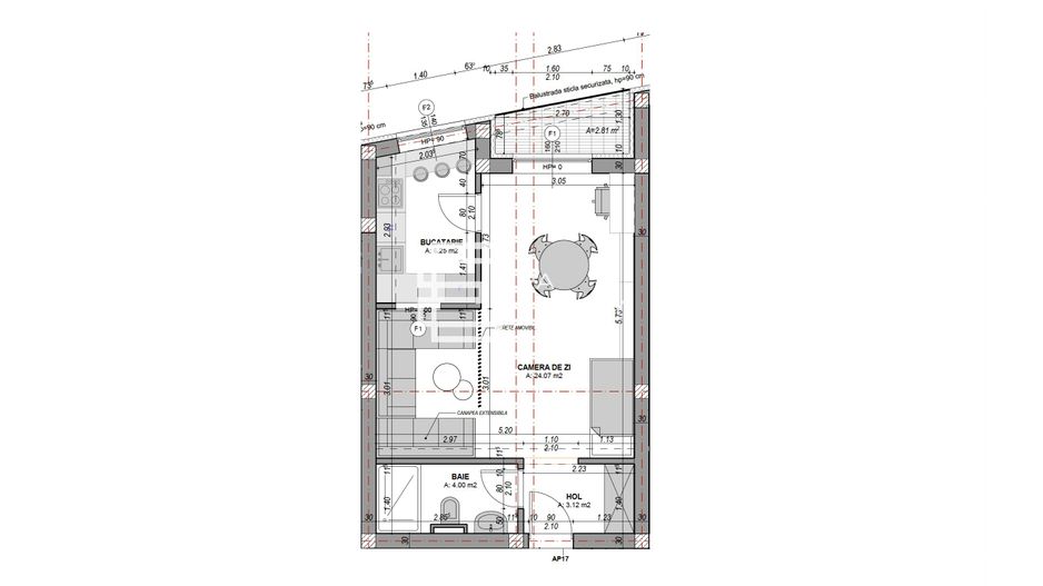 Garsonieră cu balcon și bucătărie separată | DaVinci Homes | Comision 0% - Schiță 9