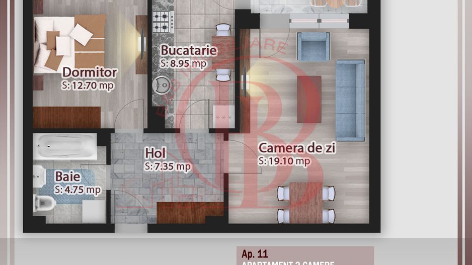 Apartament 2 camere-7min STB Parcul Teilor-Theodor Pallady - Schiță 1