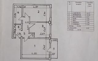 Apartament 2 camere, decomandat – Zona Centrală, bloc Lumina - Schiță 11