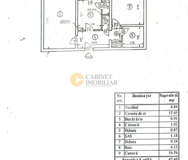 2 Camere | Decomandat | Etaj 1 | Bloc 1981 | Creditabil - Schiță 4