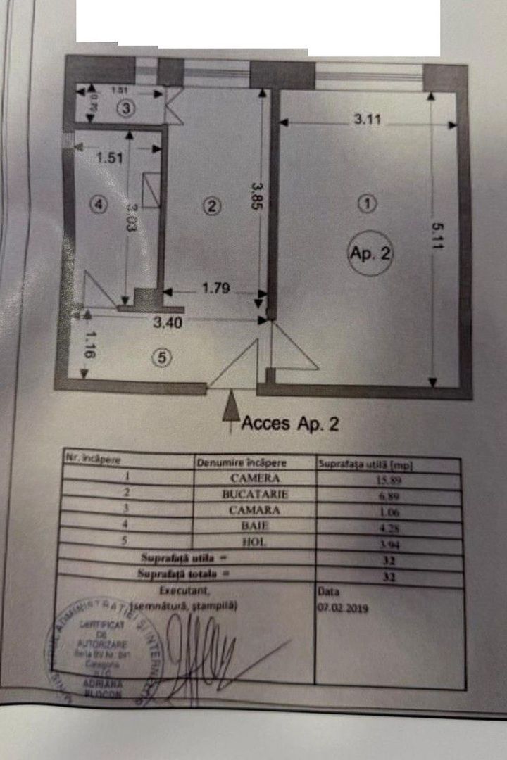 Garsonieră de 32 mp cu bucătărie separată, parter,  zona Piața Astra - Schiță 10
