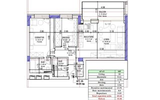 Apartament 2.5 Camere Sala Polivalentă | 61 mp Util + 10 mp Balcon - Schiță 11