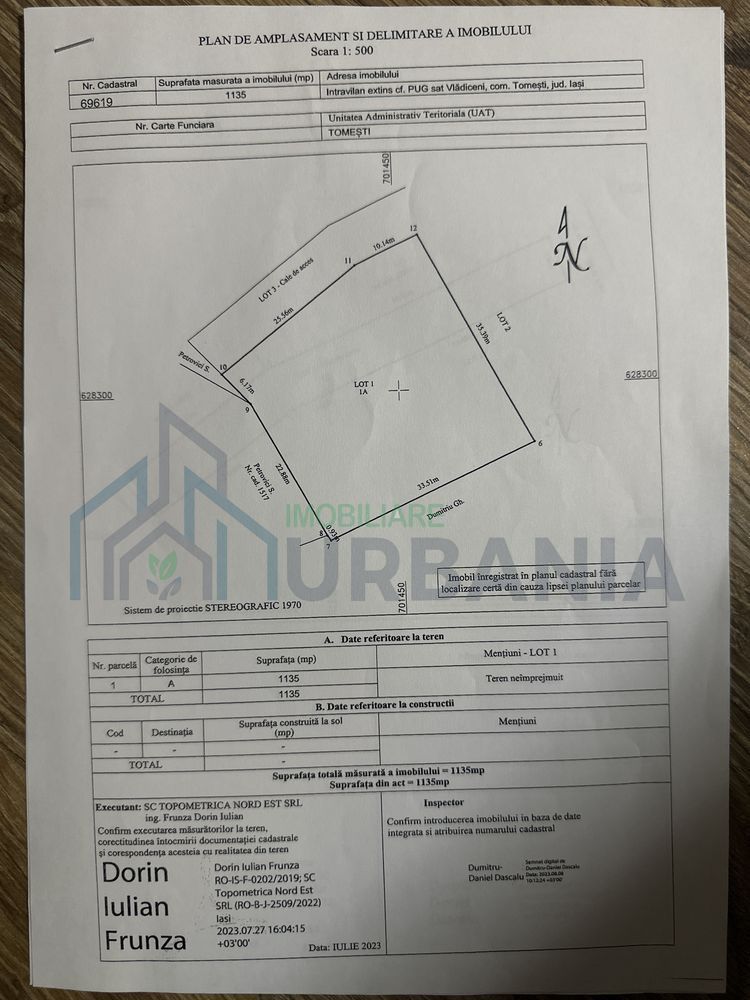 Teren intravilan, sat Vladiceni 1135 mp - Poză 1