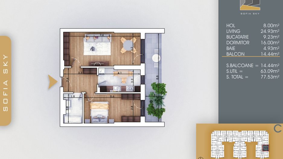 Apartament 2 camere spatios Titan Pallady  7 min Metrou Nicolae Teclu - Schiță 5