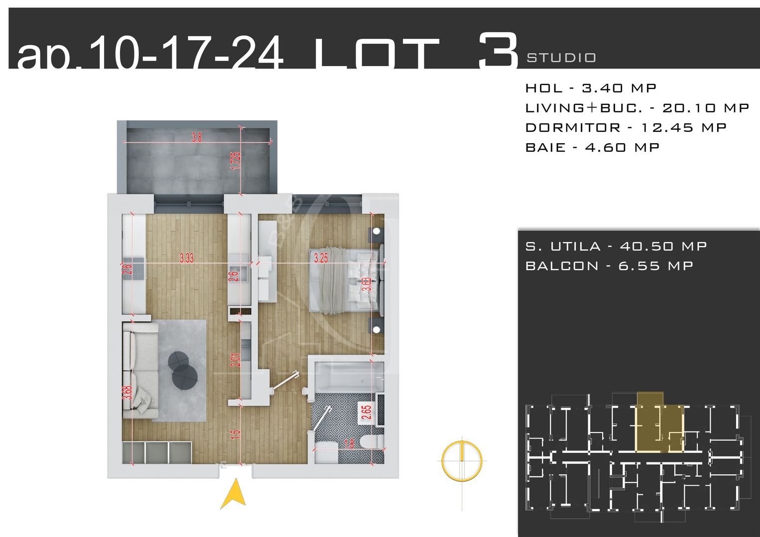 Apartament 2 camere-Promo Loc Parcare-Metrou Teclu-Pallady - Schiță 2