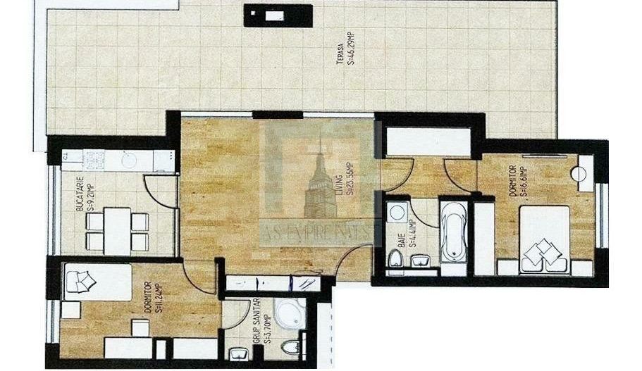 Penthouse 3 camere mobilat-utilat - zona Tractorul (Top City) - Poză 12