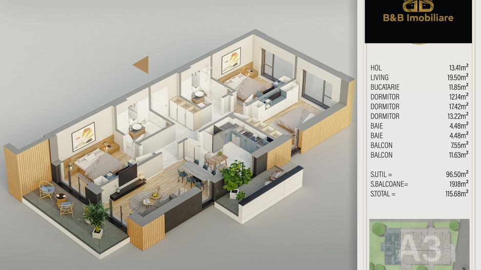 4 camere - SUPER PREMIUM-proiect finalizat - Schiță 9