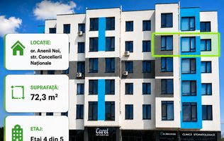 APARTAMENT CU 3 DORMITOARE – 72 m² | CENTRUL ORAȘULUI ANENII NOI