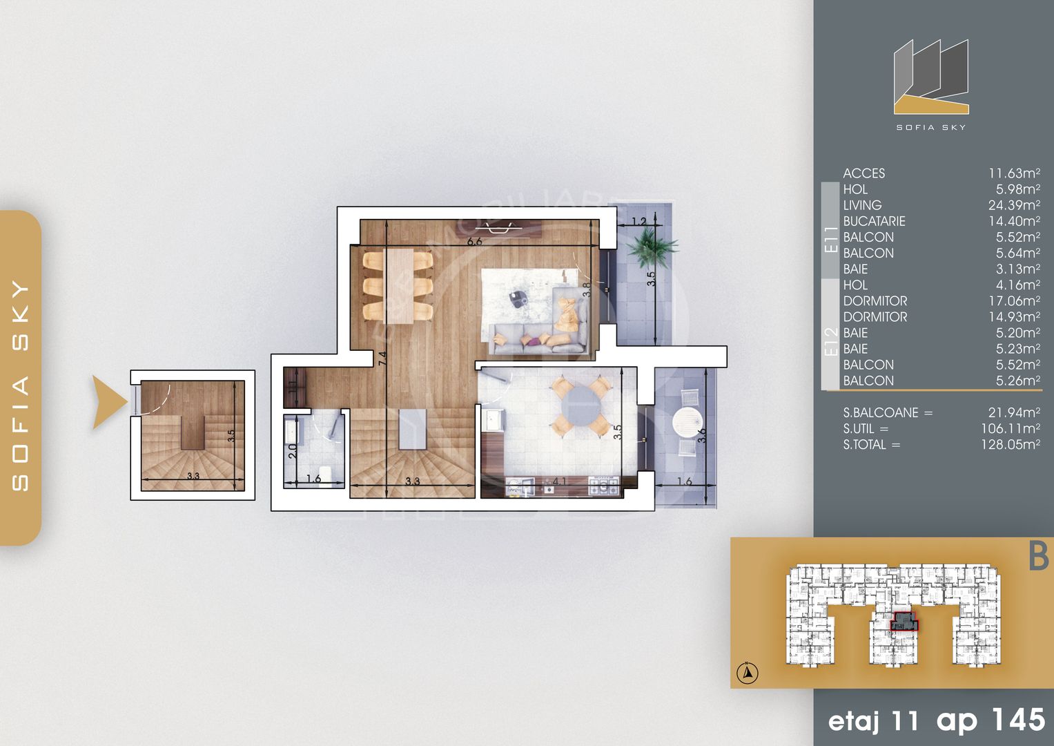 Duplex 3 camere Bucatarie 14mp Mutare Rapida 7min Metrou - Schiță 2