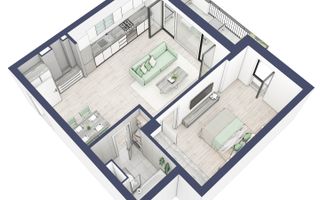 Apartament 2 camere | Etaj 3 | Balcon 10.7 mp | Turnisor - Poză 2